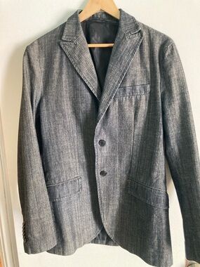 Sasch Men Italian Size 48 / US 38  Dark Blue Raw Denim Casual Blazer Sports Coat